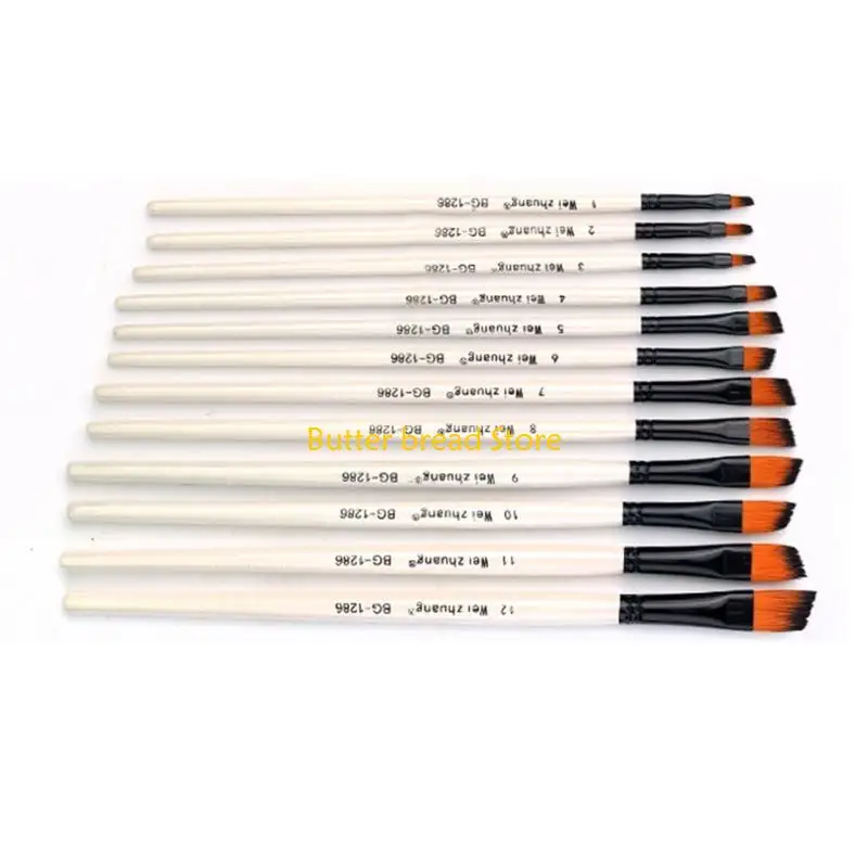 W89C 12PCS Painting Brush Kits for Beginner Gouache Watercolor Oil Acrylic Painting
