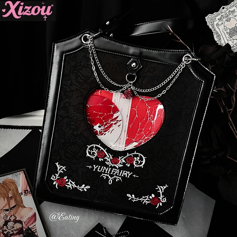 

Сумка на плечо с цепочкой в стиле Лолиты Rose Thorns Peace of Mind, милая, крутая, оригинальная, двусторонняя, большая, с аппетитом, темная, готическая, женская, Ltabag