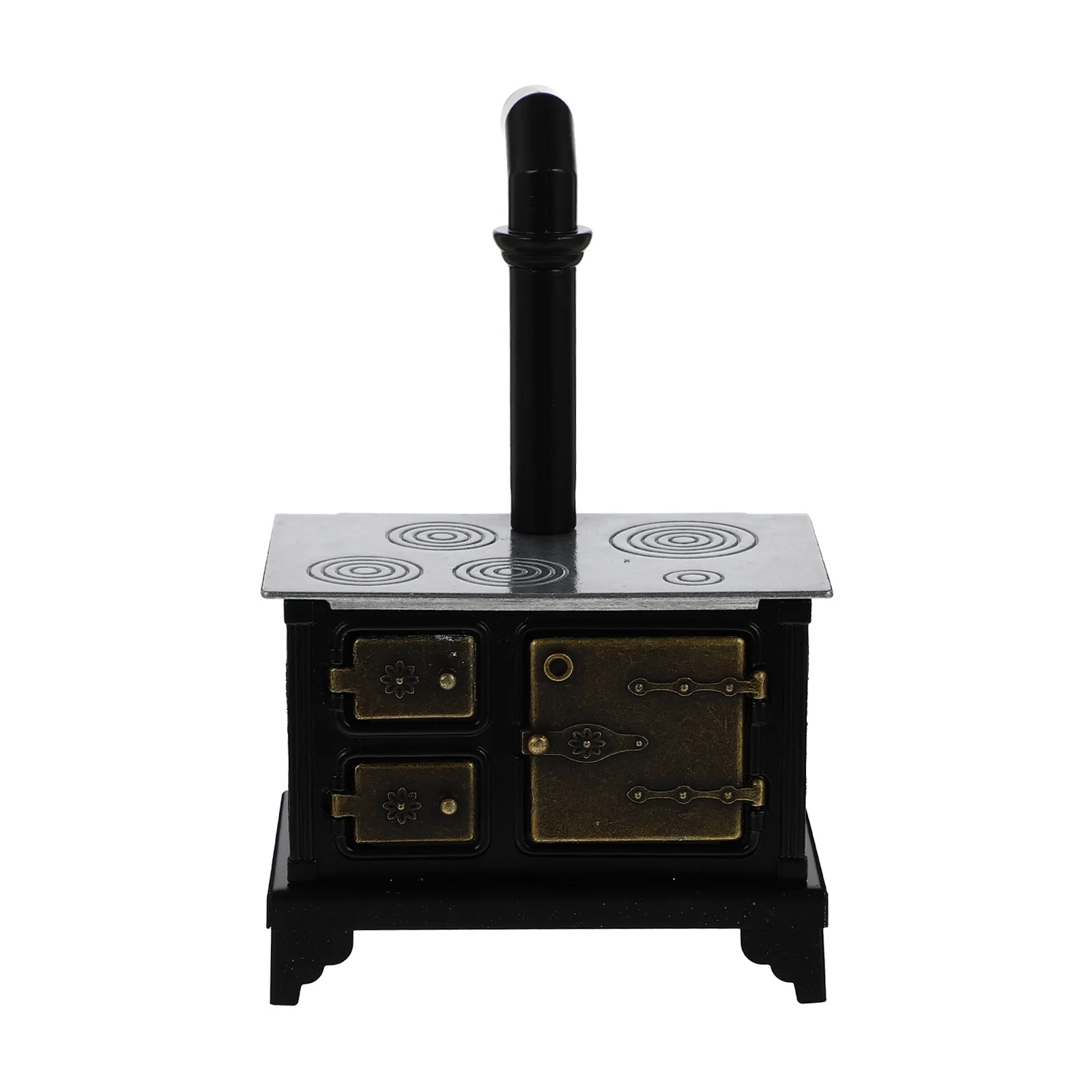 

Mini House Iron Hearth Long Chimney Cooking Bench Adornment Cute Miniature Furniture for Mini House Kitchen Decor