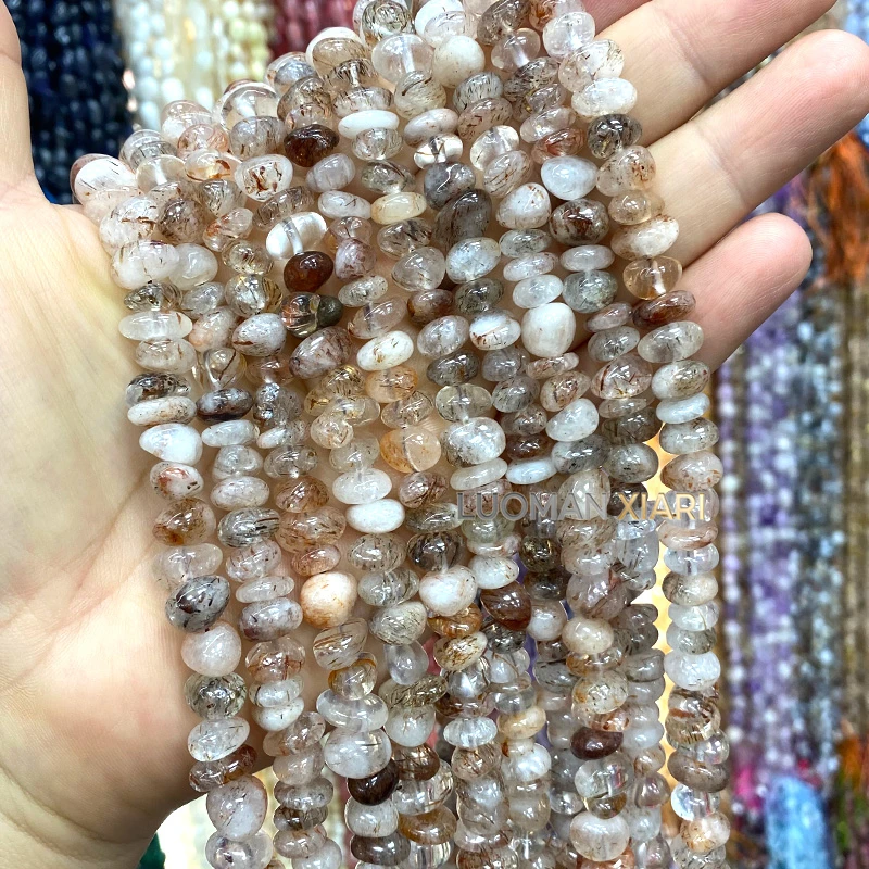 9-12MM Raw Natural Stone Lemon Crystal Loose Spacer Beads for Jewelry Making Diy Necklace Bracelet Charms Accessories 15''