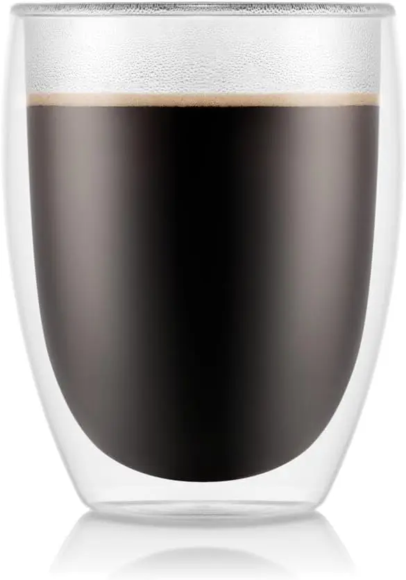 

Set of 6 Double-Wall Insulated Tumblers, 12oz Borosilicate Glass, Heat Resistant & Dishwasher Safe