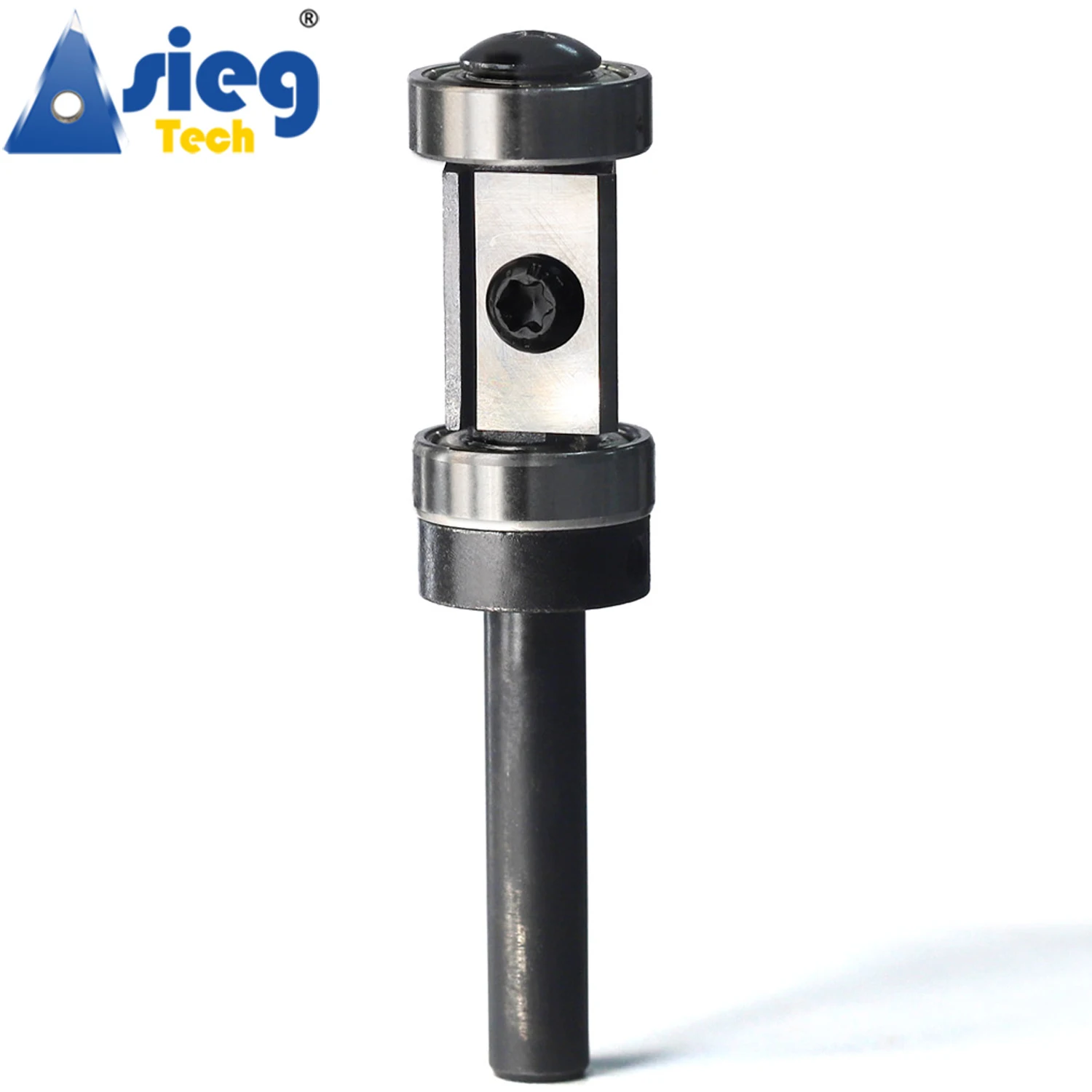 Flush Trim Router Bit 8mm Shank Top and Bottom Double Bearings Trimmer 20mm Cut Length with Repaceable Insert Cutter