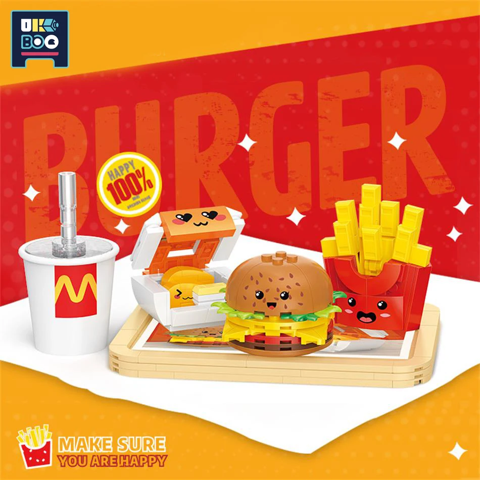 Hamburger Building Blocks 261pcs French Fries Fried Chicken Models Bricks Cartoon Fast Food Set Children\'s Toys Kids Gifts