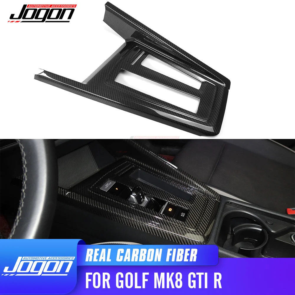 For Volkswagen-VW Golf 8 MK8 CD1 2021-2024 Real Carbon Car Interior Center Console Gear Shift Panel Protection Cover Trim