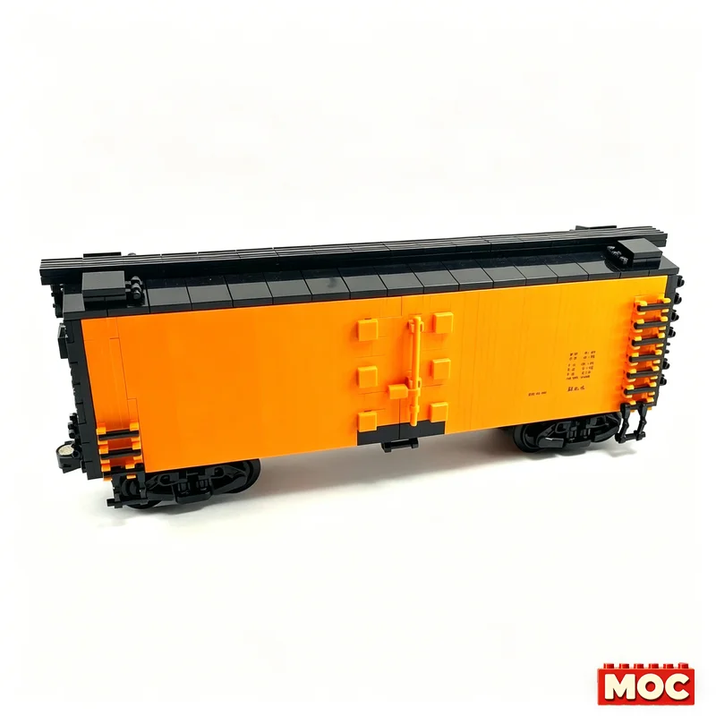 786PCS MOC 1:48 Scale 40 Ft Wood Side Reefer Boxcar Santa Fe Railway Refrigerated Freight Car Building Blocks Education Toy Gift