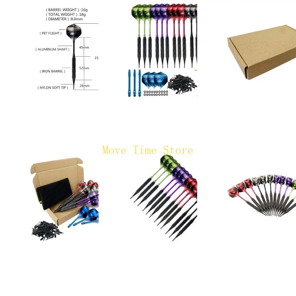 

92ME 12pcs Tip Darts Aluminum Shaft with 100 Nylon Soft Tips for Electronic Dartboard