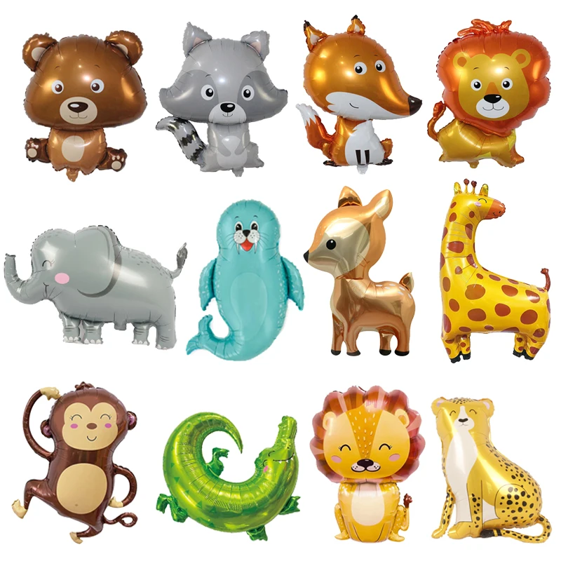 Forest Animal Aluminum Film Balloons Giraffe Monkey Elephant Crocodile Raccoon Seal Animal Toy Children Birthday Shower Party