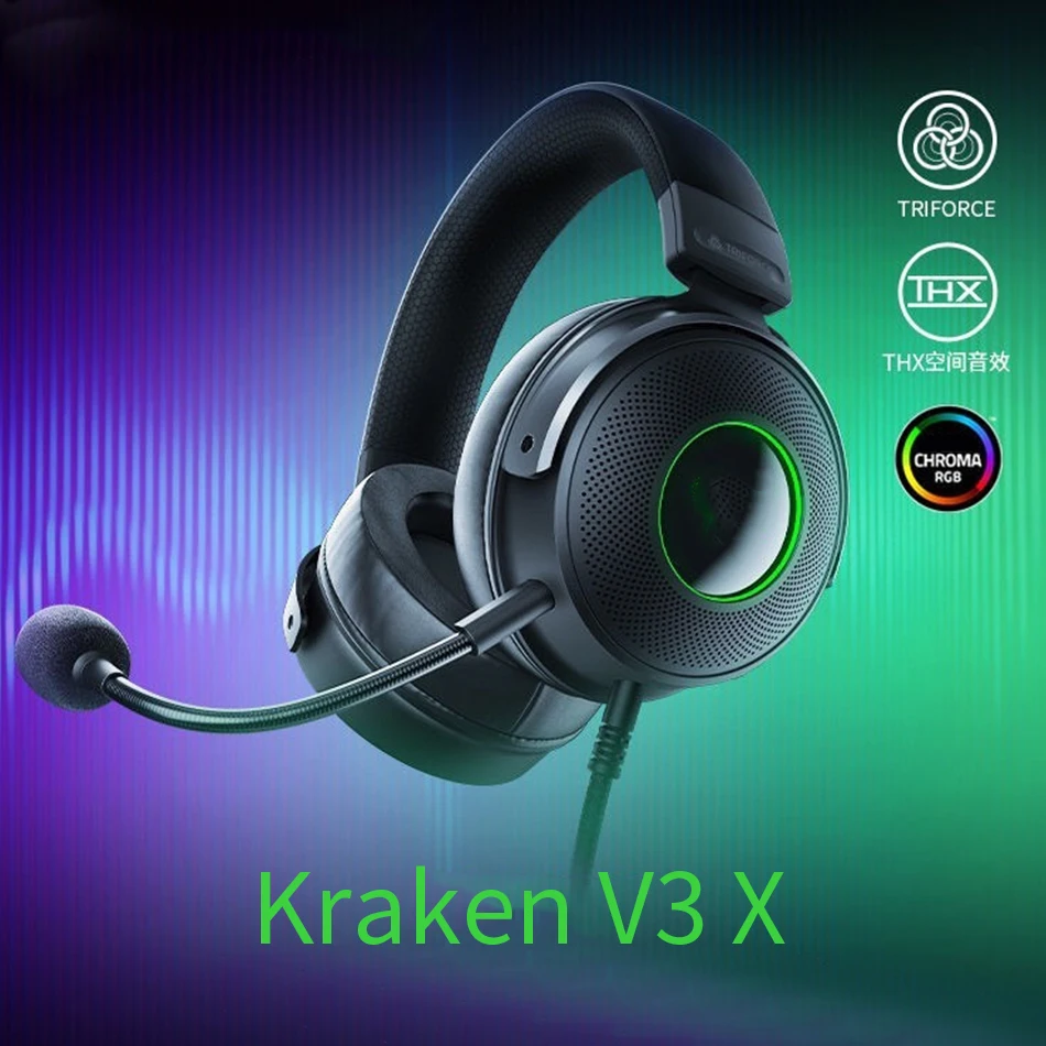 سماعة ألعاب Kraken V3 X خفيفة الوزن مع إضاءة RGB 7.1 صوت محيطي للكمبيوتر الشخصي ووحدة التحكم غمر الصوت المحسن #1