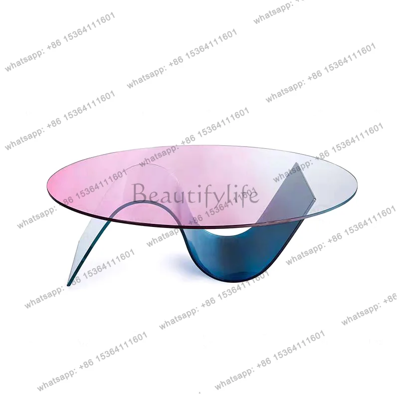 

Designer creative transparent gradual change color acrylic coffee table S-shaped coffee table villa light luxury