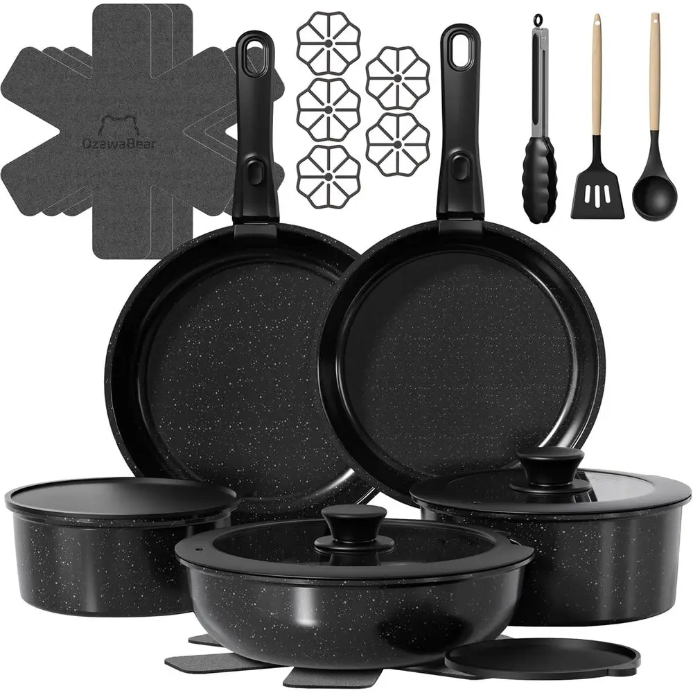 

23 Pcs Pots and Pans Set Non Stick Cookware Set Non Toxic with Detachable Handles, Induction Cookware Oven Safe RV Kitchen Set,