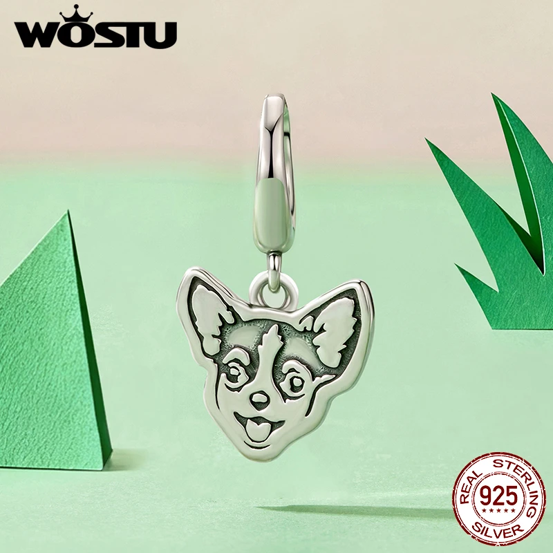 

WOSTU стерлингового серебра 925 пробы, кулон с застежкой для собаки, чихуахуа, штамп для домашних животных, оригинальный милый женский браслет, сделай сам, ювелирные изделия, подарок