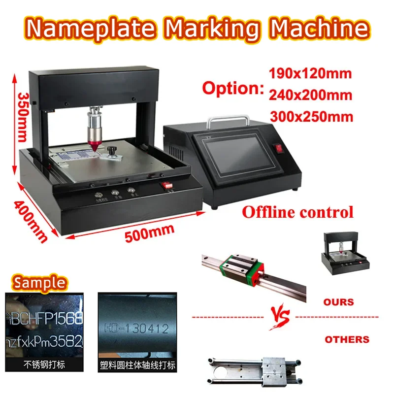 

Electric Nameplate Marking Cutting Machine Stainless Steel Metal Coding Numbers Engraving Printer 190x120mm 240x200mm 300x250mm