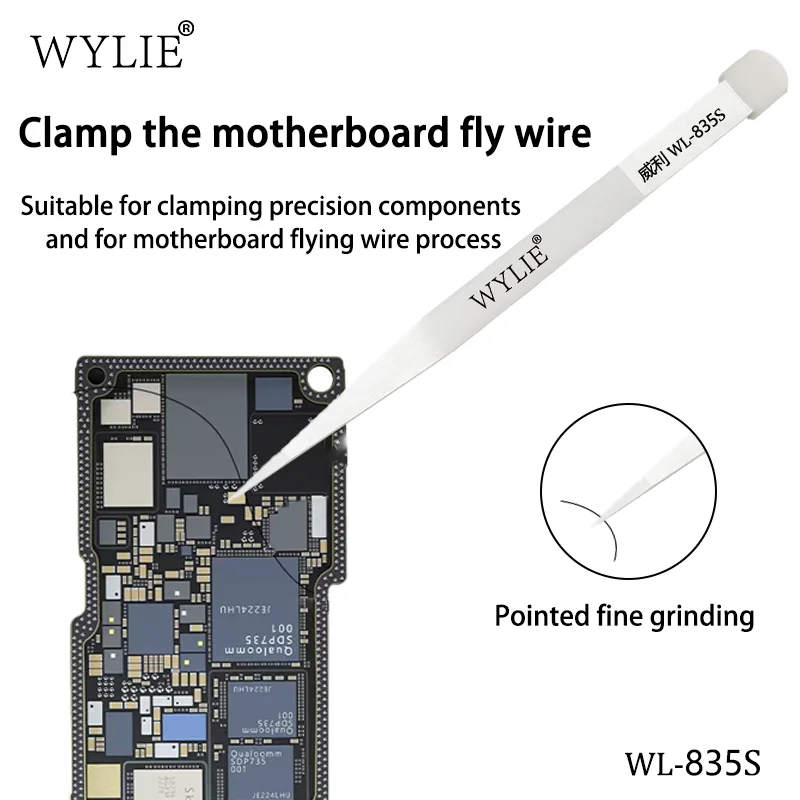 

WYLIE WL-835S Anti-Static Fine Tip Tweezers Durable Ceramic for PCB Jumper Wire SMD Electronic Repair Work