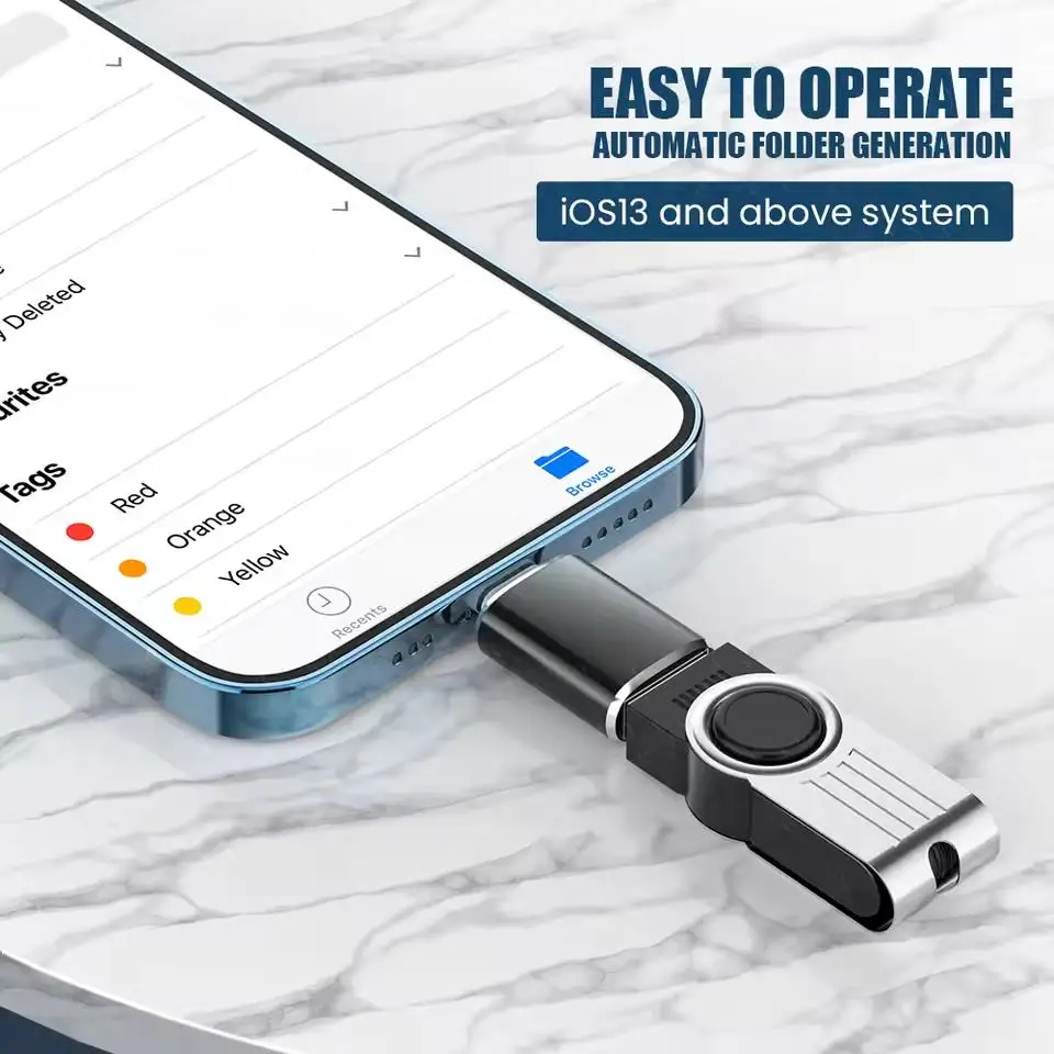 USB 3.0 OTG Adapter for iPhone 14 13 12 11 Pro XS Max XR X 8 7 iPad,Lightning to USB 3.0 Adapter Compatible with iOS 13 & Above image 2