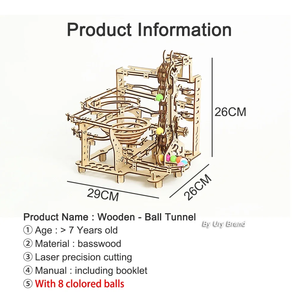 3D Wooden Puzzle Mechanical Track DIY Science Physics Maze Ball Model Kits Assembly Toy For Teens Adult Kids Birthday Xmas Gift