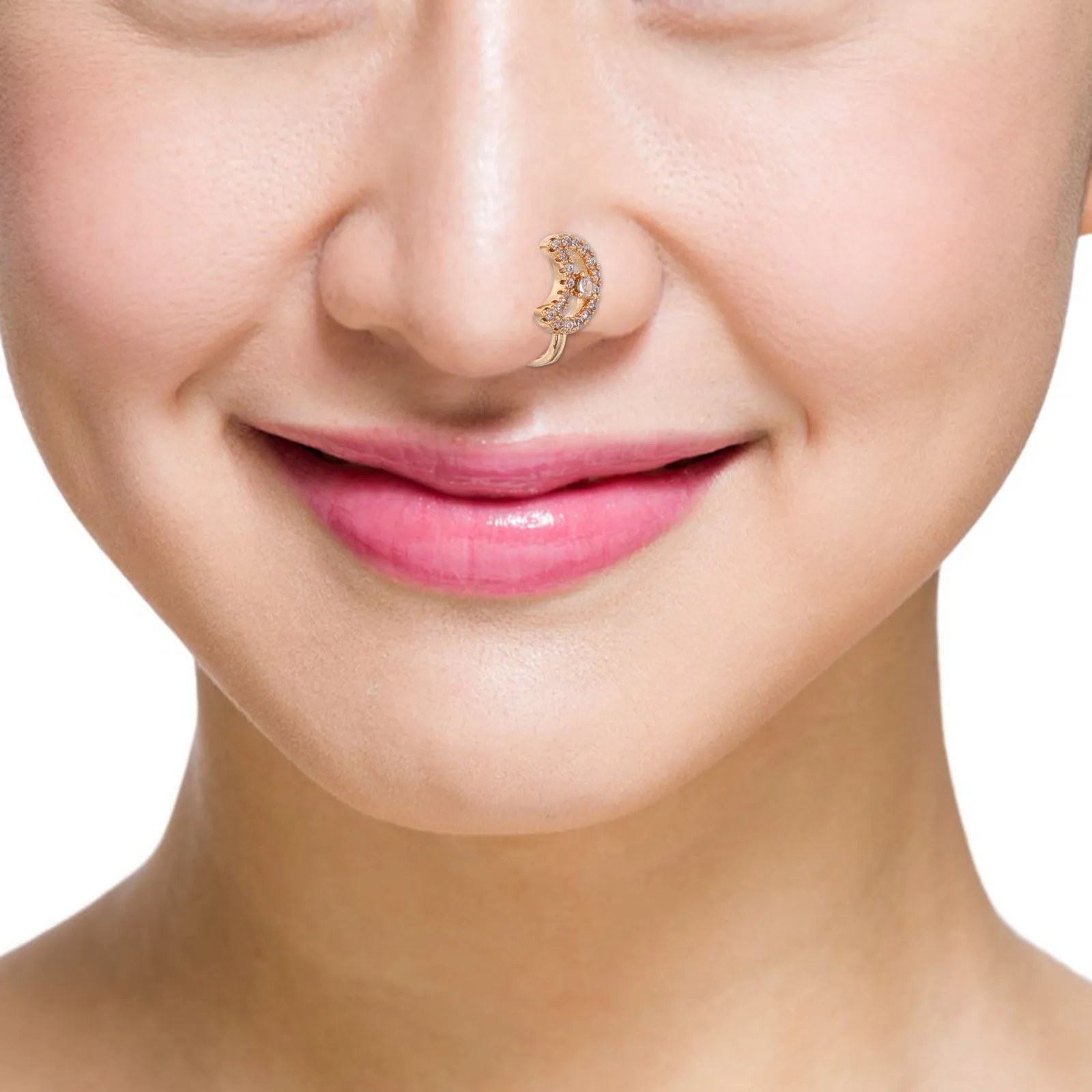 

11pcs No-Piercing Rings Copper U-Shaped Clip-On Nose Jewelry For Women Faux Septum Studs Non Pierced Nose Cuffs Lightweight
