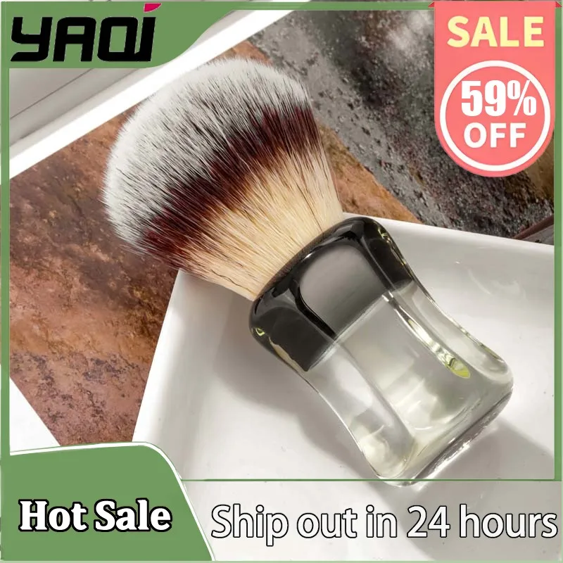 

YAQI Robin Synthetic Hair Clear Handle Men Wet Shaving Brush for Mens, High- Density Professional Travel Care tools