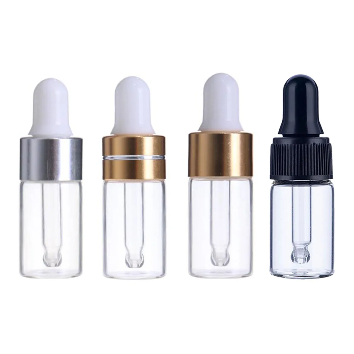 10 X 1/2/3/5 ML Clear Glass Dropper Bottles With Pipettes Refillable Empty Essential Oil Bottles Mini Eye Drop Sample Perfume