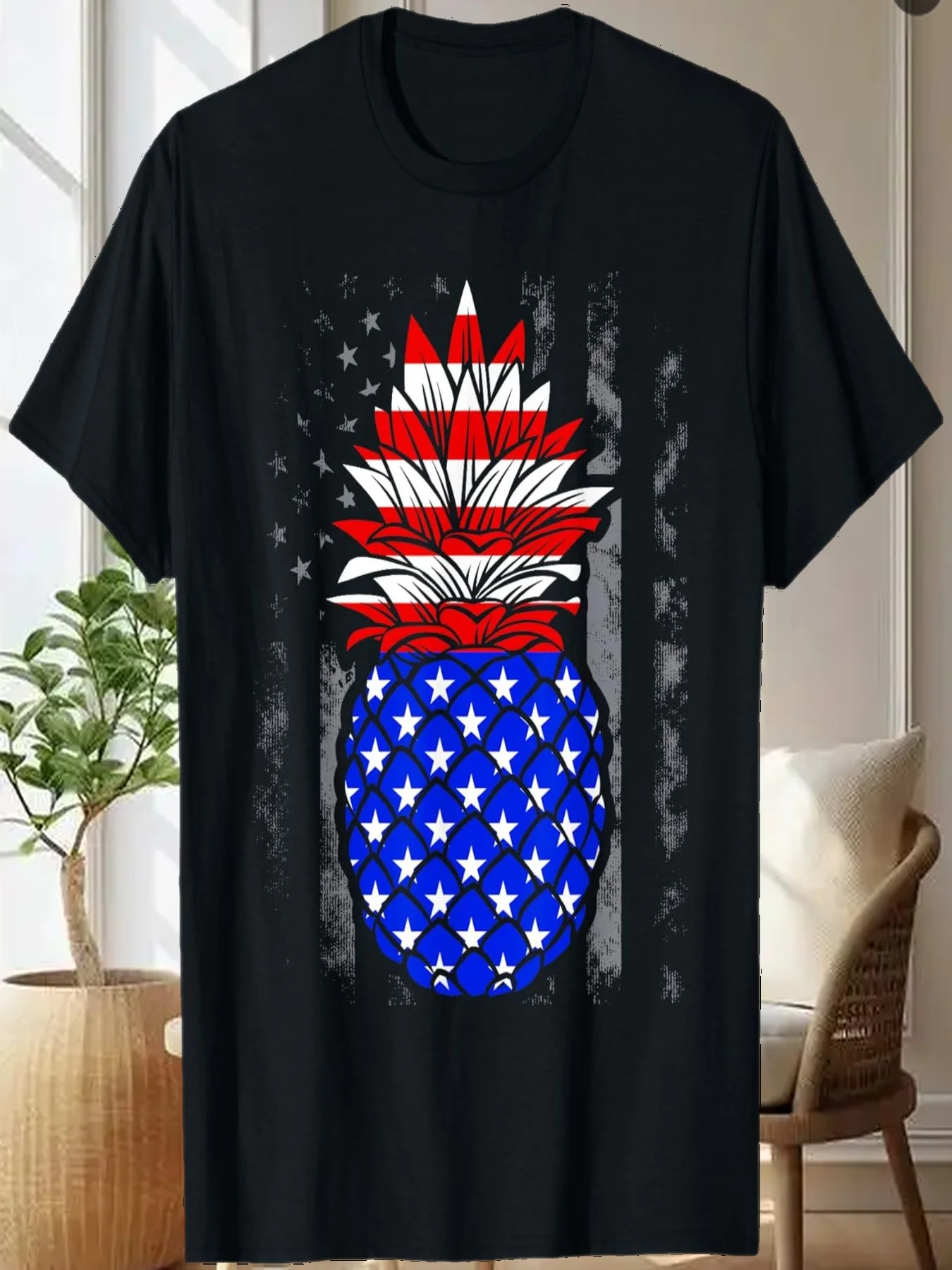 

Красная, белая и синяя футболка с ананасом, патриотическая четвертая футболка 4 июля