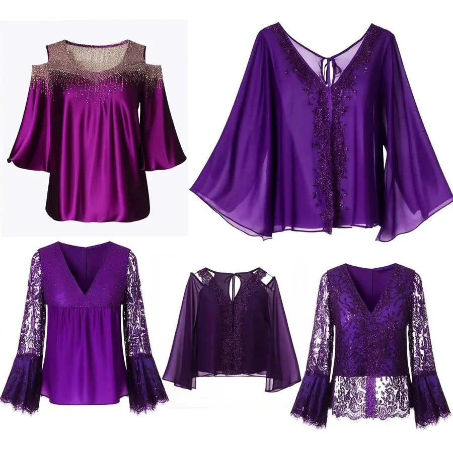¿Con qué combinar una blusa morada para fiesta?