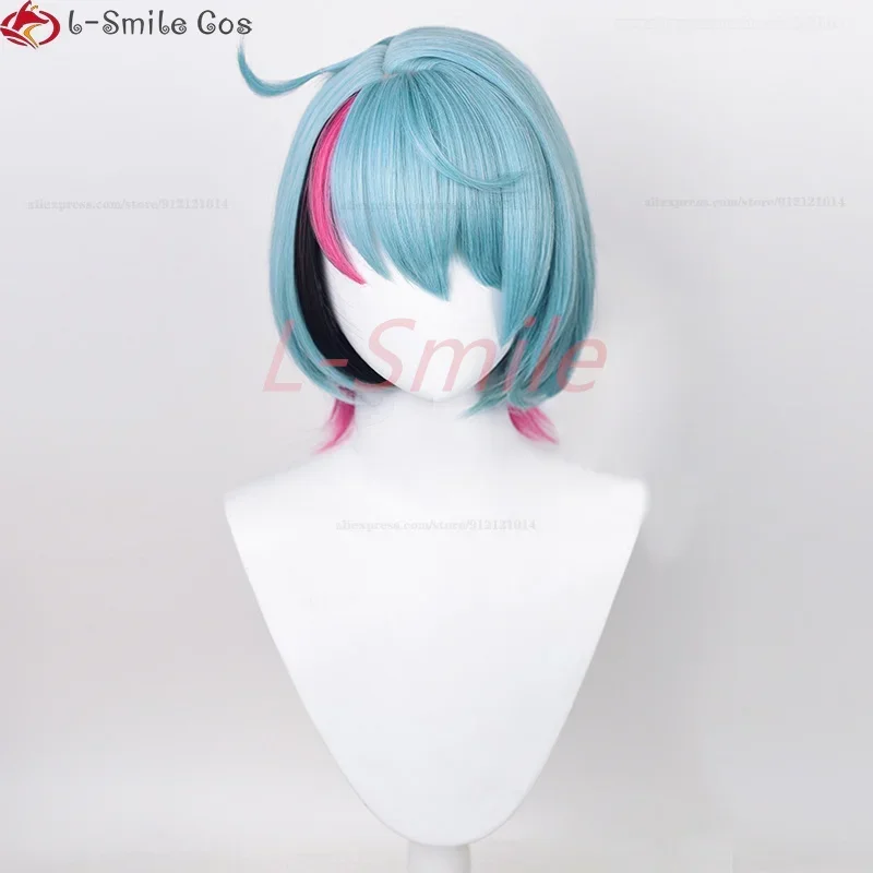 VTuber NIJISANJI EN تأثيري ILUNA كيو Kaneko شعر مستعار تأثيري قصيرة مقاومة للحرارة الاصطناعية الشعر حفلة امرأة فتاة الباروكات + غطاء شعر مستعار #1