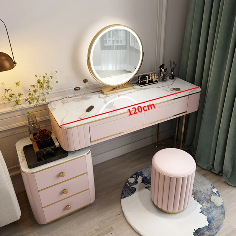 

Nordic Drawers Luxury Slate Dressing Table LED Smart Mirror Multifunctional Storage Cabinet Bedroom Moveis Household Items