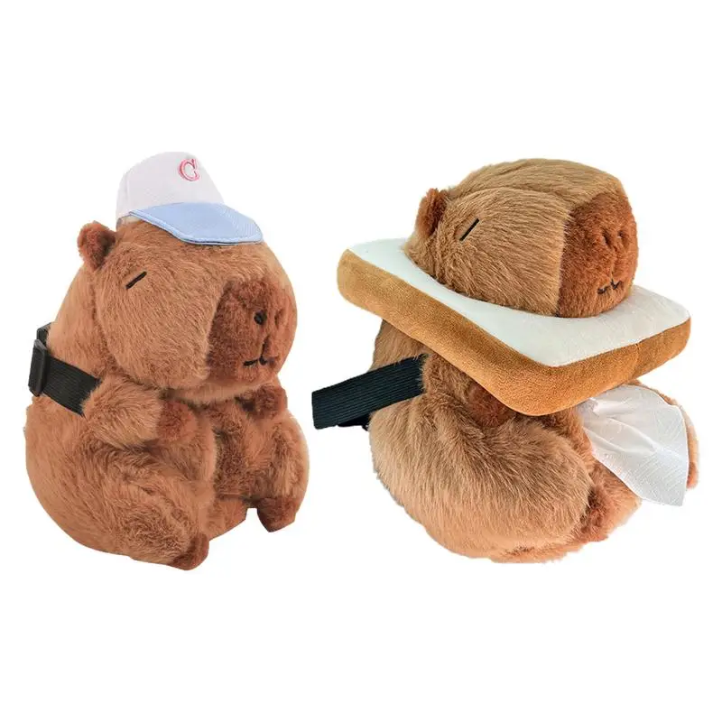 

Cartoon Car Tissue Box Capibara Cartoon Tissue Holder Napkin Box Creative Animal Zipper Opening Cute Paper Storage For Home Car