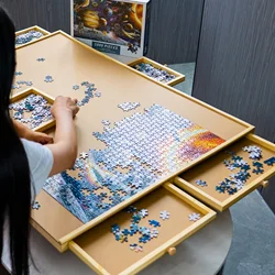 1500 Piece Wooden Puzzle Board with Drawers, 27