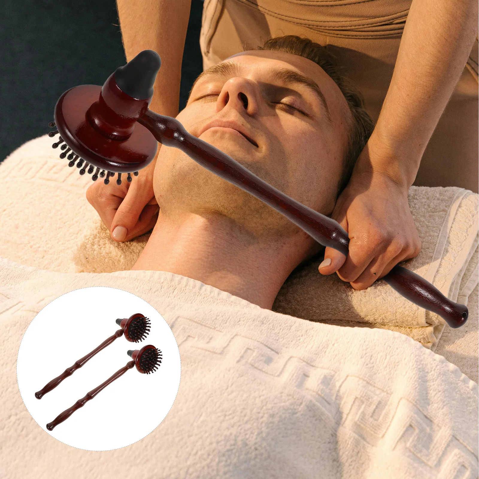 

2 шт. эргономичный ручной деревянный массажер для снятия натяжения тела, компактный, удобный для путешествий, двухсторонний, ручной, для релаксации