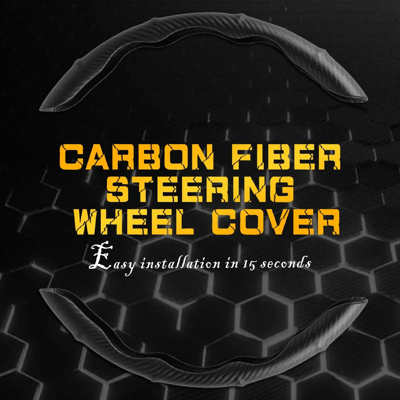 Universal Non-Slip 2 Halves Car Steering Wheel Cover Carbon Fiber Silicone Booster Cover Auto Anti-skid Accessories