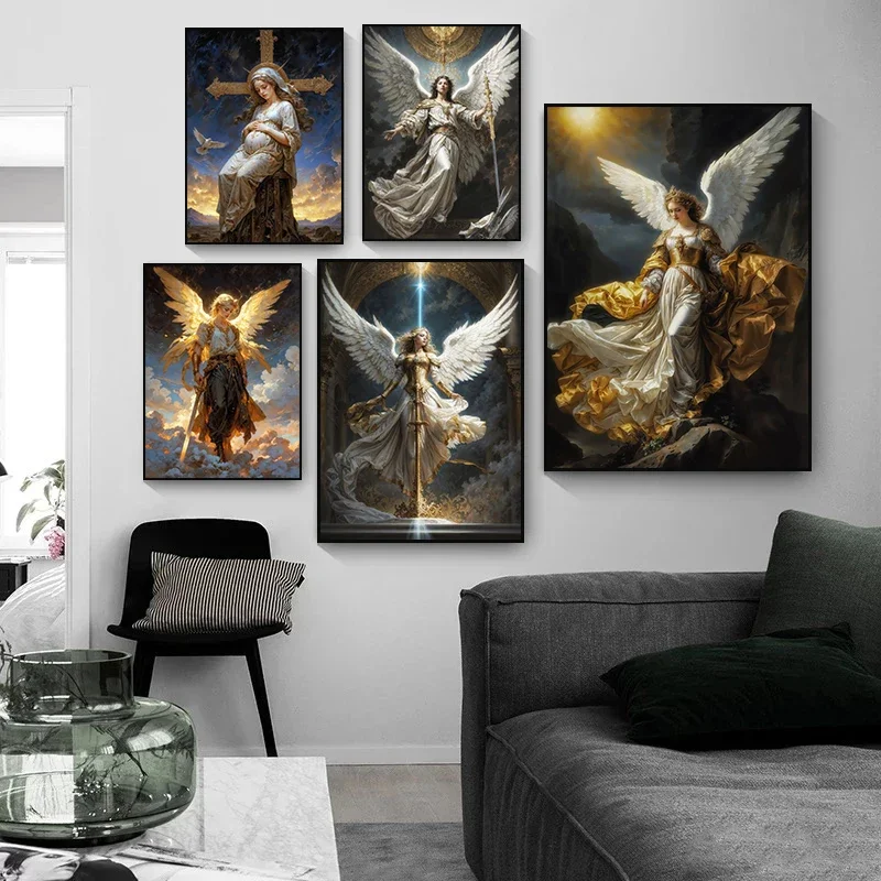 Nordic Religious Art Benevolent Portrait Of The Virgin Mary Archangel Canvas Living Room Modern Aesthetics Home Decor