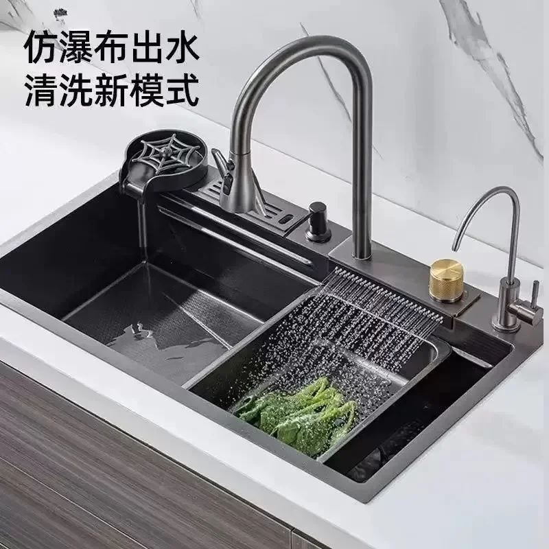 for 304 Stainless Steel Honeycomb Knife Holder Sink Kitchen Vegetable Basin Dishwasher Nano Honeycomb Flying Rain Waterfall