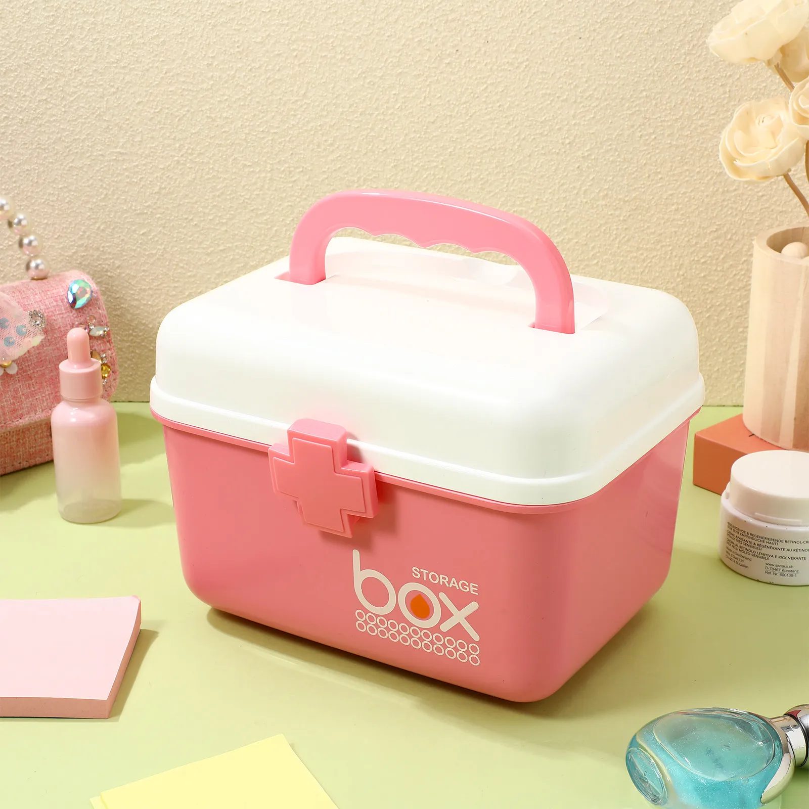 portable-handheld-medicine-box-pink-21x165x15cm-double-layer-first-aid-storage-organizer-home-travel-medicine-container