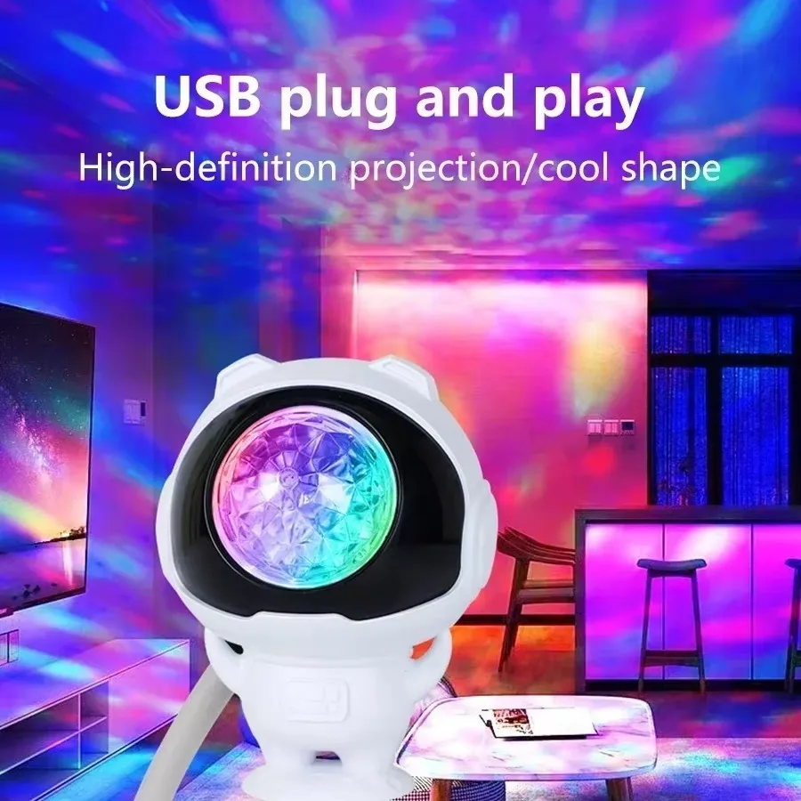 Astronaut Projector USB LED Night Light Christmas Film Projector Lights Gift Water Ripple Night Lamp Festive Party Room Decor