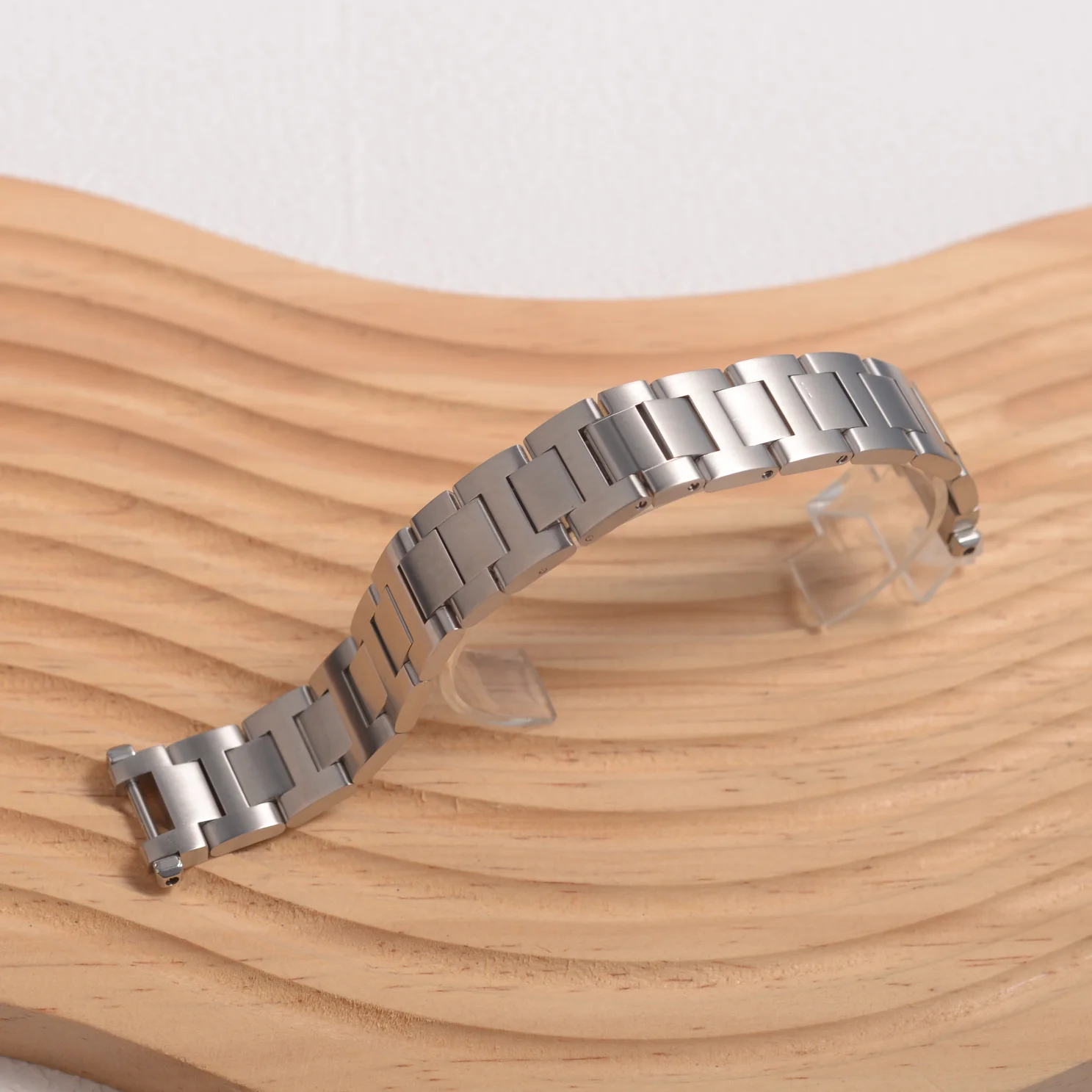 18mmx10mm Men's Bracelet For Cartier Pasha Stainless steel Watch Strap Notch Precision steel Watch Band Wristband Folding Clasp