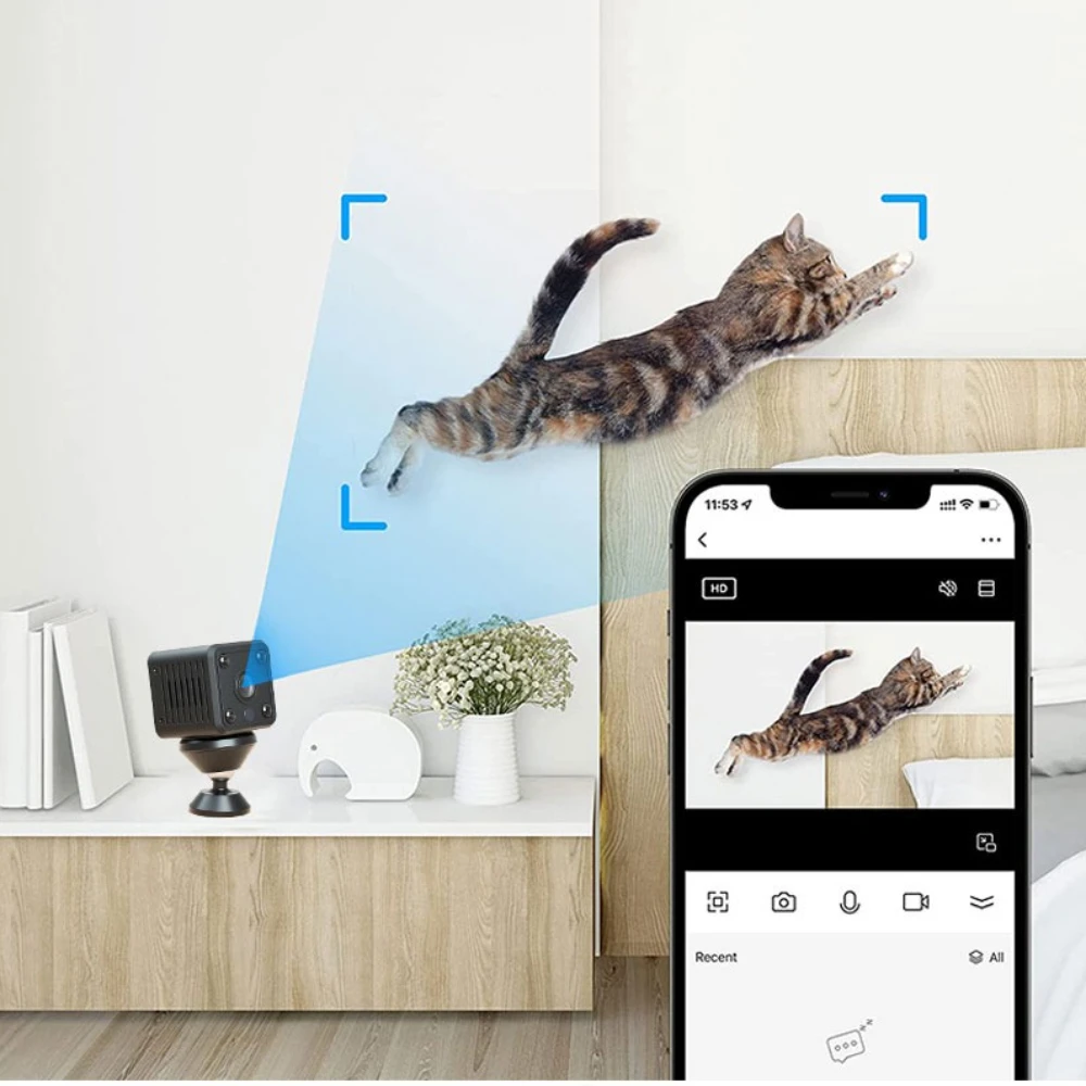 كاميرا X6 صغيرة 1080P HD واي فاي مراقبة عن بعد كاميرا الحيوانات الأليفة الطفل المدمج في بطارية للرؤية الليلية حماية أمن الوطن الذكي