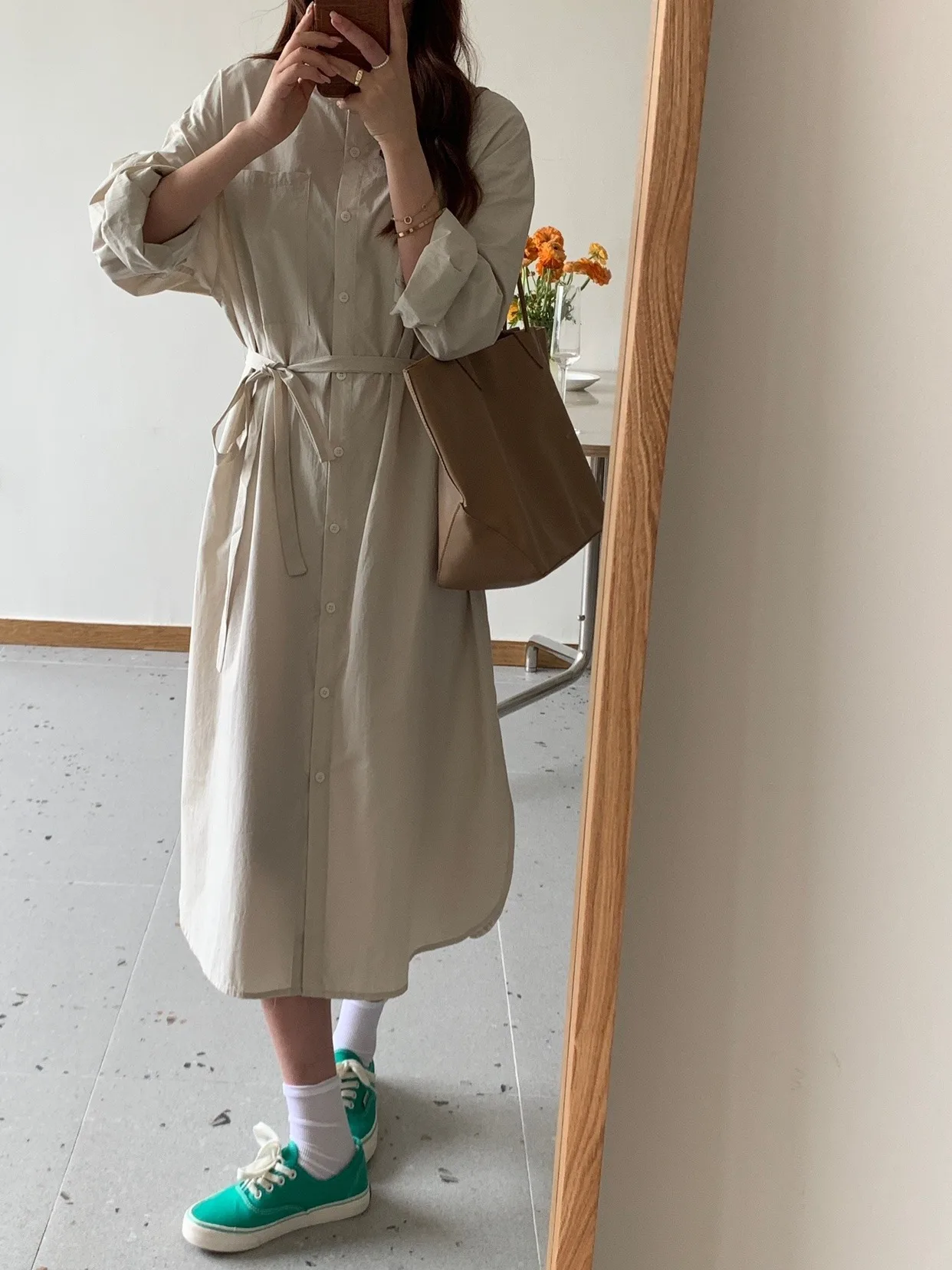 루즈 롱 스웨트 원피스 여성 캐주얼 베이스 레이어 스커트 한국 스타일 가을 신상 패션 스트리트웨어