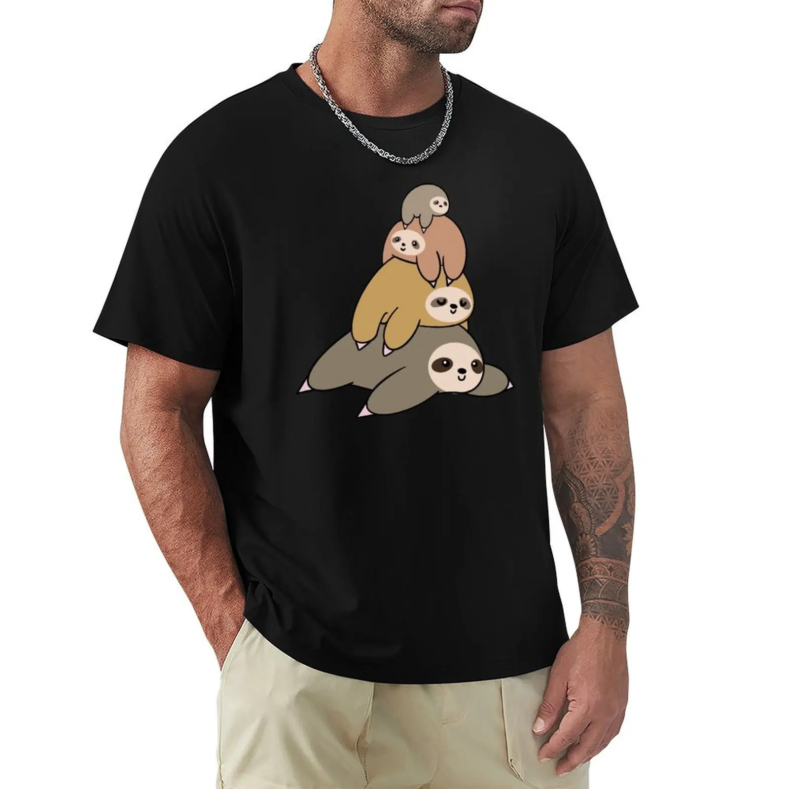 sloth stack T-Shirt All Match Basic Short Sleeve Top