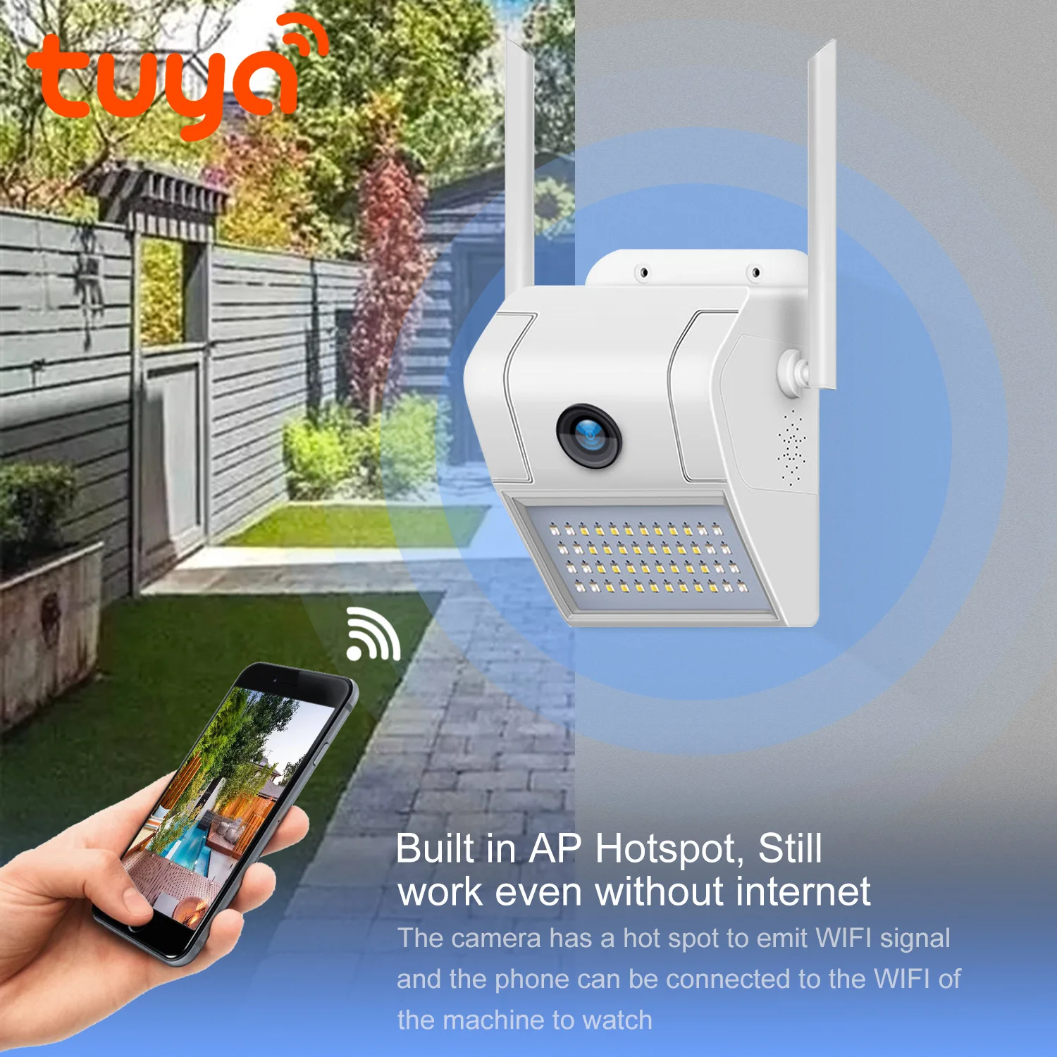 2MP 1080P Tuya APP Floodlight Courtyard Lamp Camera Full Color Intercom Street IP Camera 160Degree Outdoor Water-proof Monitor