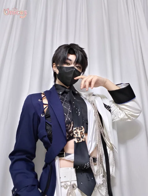 

Game Love and Deepspace Zayne Cosplay Costume Asymmetric color blocking short stage costume set Onicos