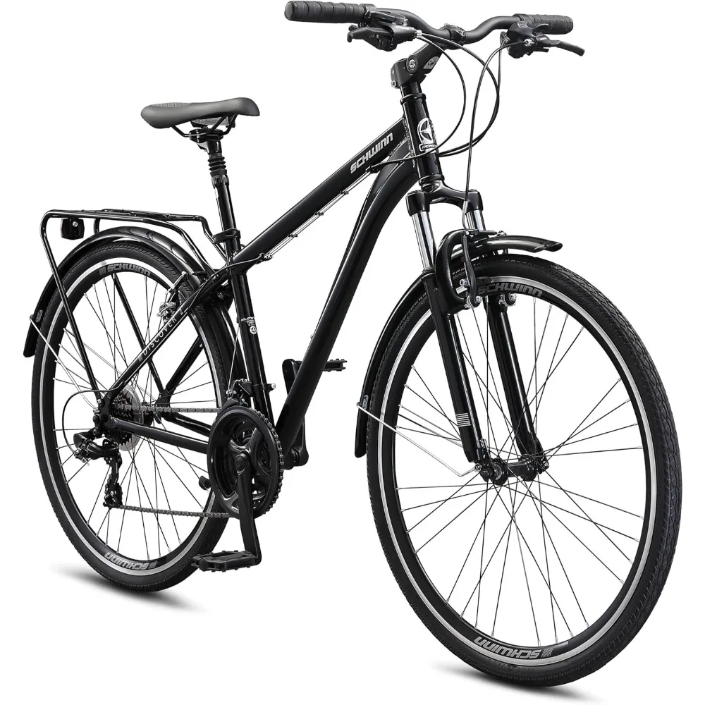 Discover Adult Hybrid Bike for Men and Women, 700c Wheels, 21-Speeds, Step-Through or Step-Over Frame