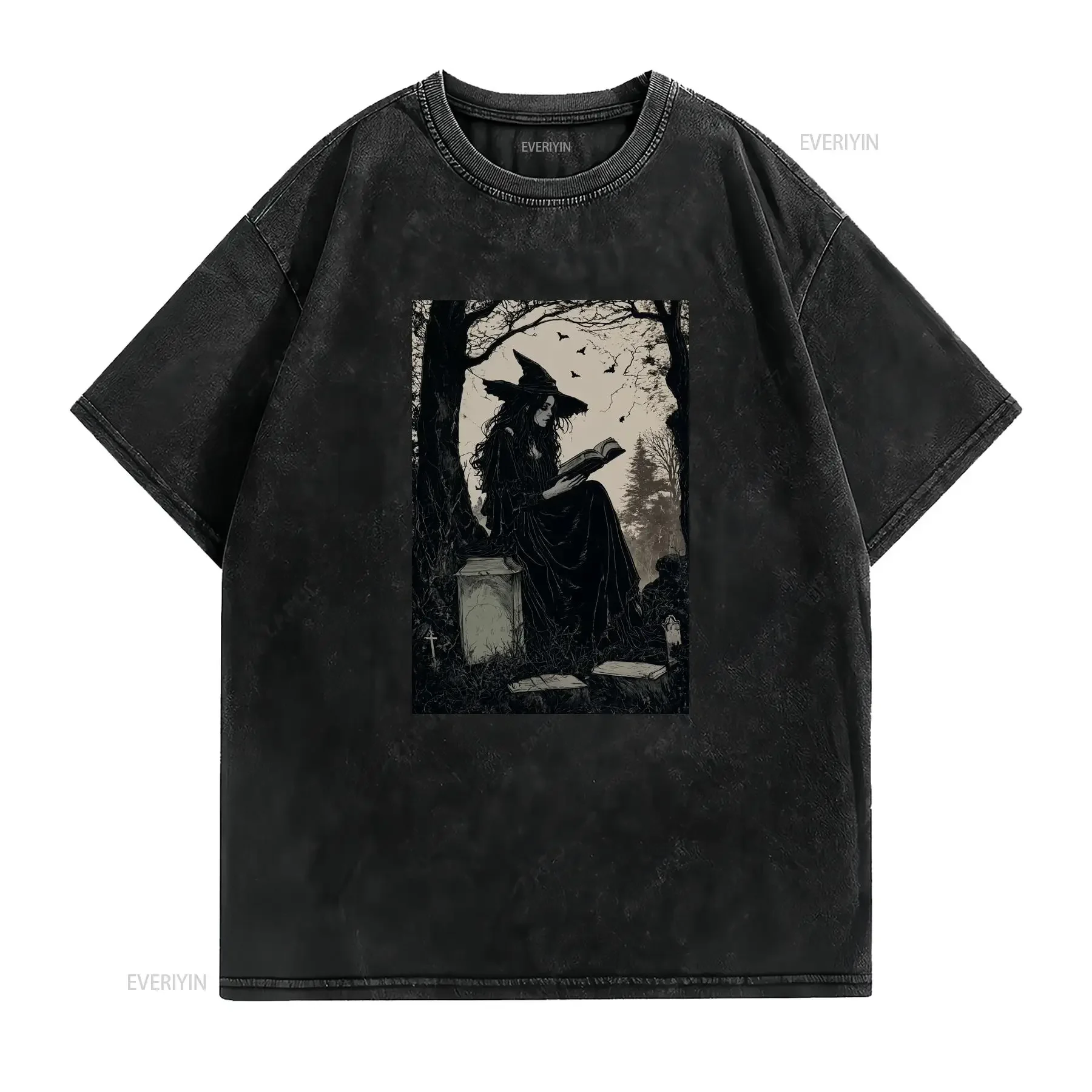 Lilith at Dusk Daughter of the Night Pagan Goddess Vintage Gothic Witchy Cotton T Shirt vintage Washed fashion graphic Unisex