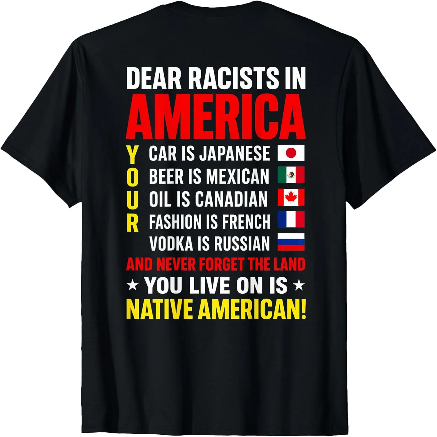 Dear Racists in America Native American Land Message T-Shirt