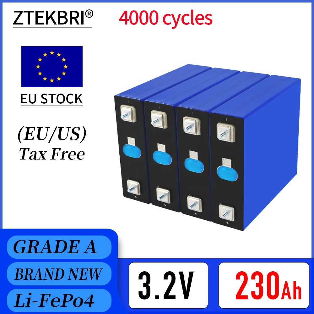 ZTEKBRI 230Ah 3.2v Lifepo4 battery  solar battery Storage Energy System Lithium Iron Phosph Cell   battery kits DIY 12 24 32 64V