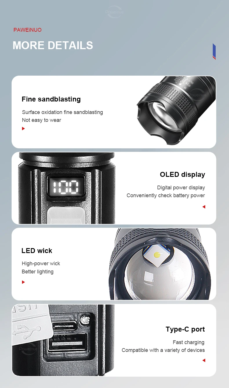 2000000LM Ultra-High Power Flashlight Digital Electronic Display Waterproof Torch Zoom Hand Light Outdoor Camping Lantern