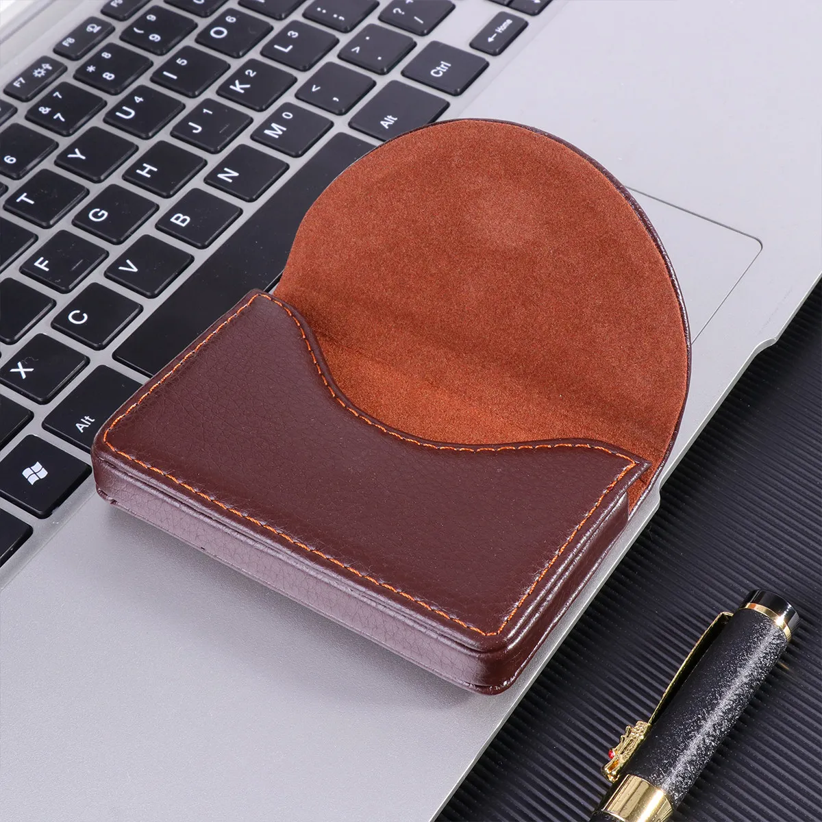 1Pcs Business Card Holder PU Portable Case Coffee Name Card Organizer for Business Credit Id Gift Cards
