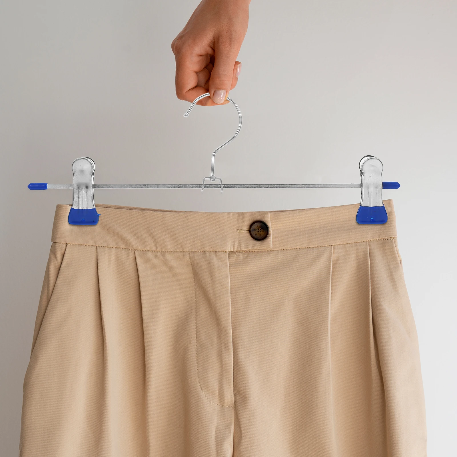 

10pcs Metal Hangers Skirt Hangers with Clips for Skirts Closet Organization Silver Color Storage Pant Racks Clothes