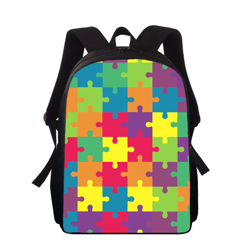 Personality Art Puzzle 16” 3D Print Kids Backpack Primary School Bags for Boys Girls Back Pack Students School Book Bags