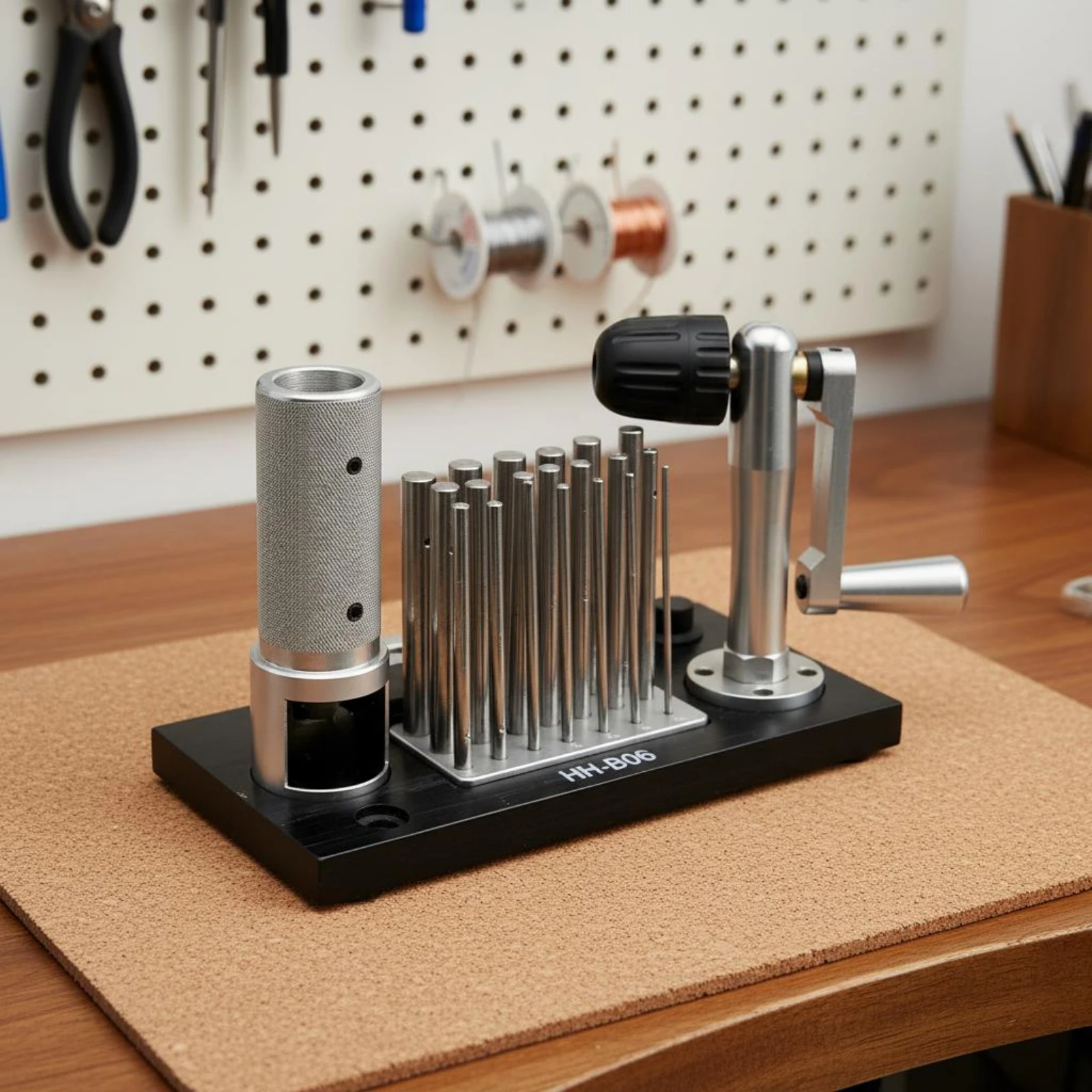 Image 6: Enrouleur de fil pour bijoux, machine manuelle à enrouler les bobines de bijoux, machine à enrouler le fil métallique multi-tailles avec mandrin