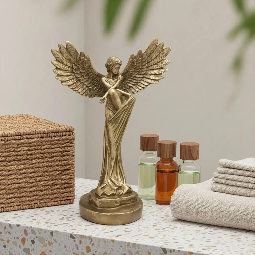 Redemption Angel Statue Resin Vintage Angel Wing Sculpture Desktop Ornament Home Living Room Decor Art Figurine Memorial Gift